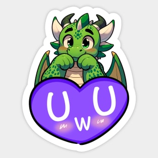 Blushing UwU Scalie Anthro Dragon Heart Sticker